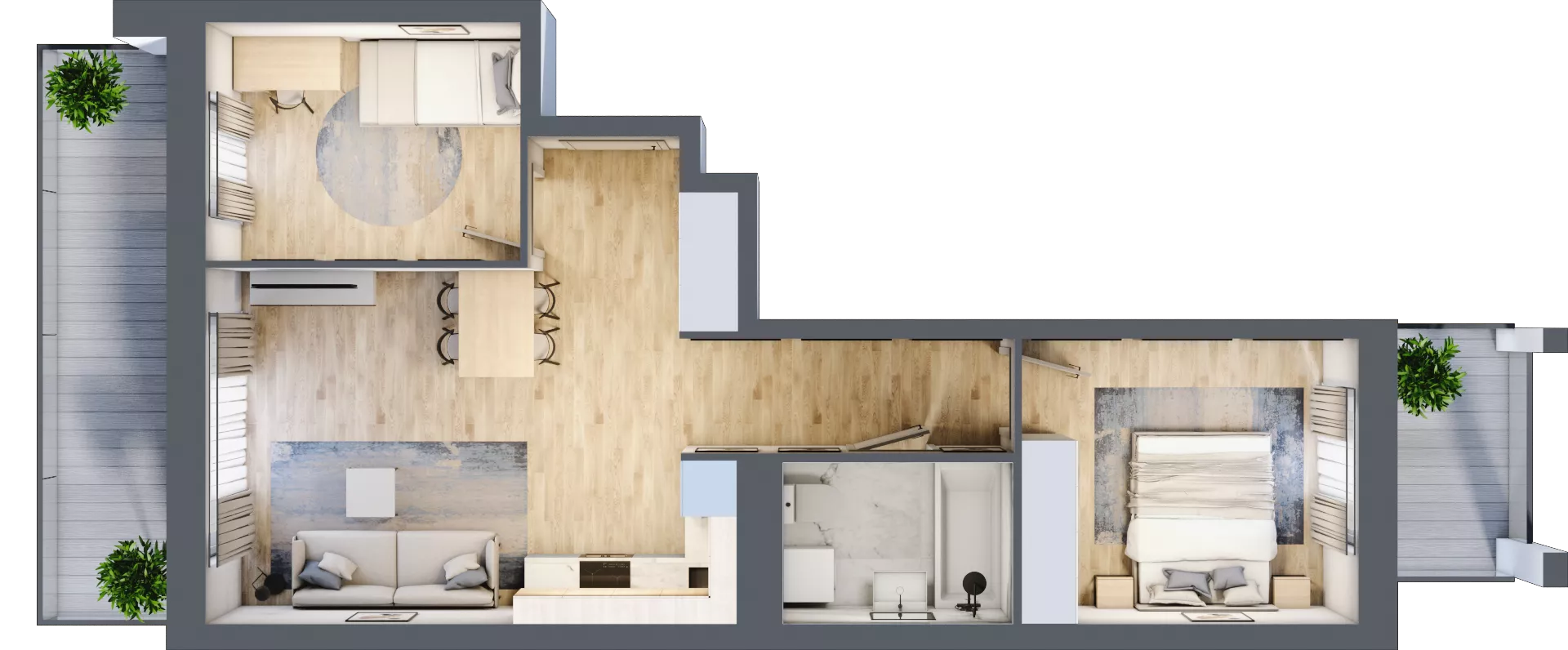 3 pokoje, mieszkanie 52,25 m², piętro 2, oferta nr B8, Dom Hygge Twin, Warszawa, Mokotów, Sielce, ul. Bobrowiecka 4B