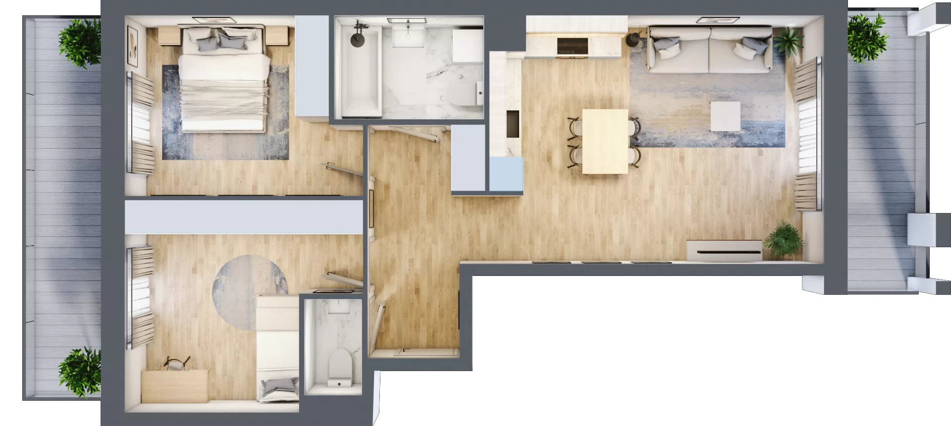 3 pokoje, mieszkanie 65,92 m², piętro 1, oferta nr A1, Dom Hygge Twin, Warszawa, Mokotów, Sielce, ul. Bobrowiecka 4B