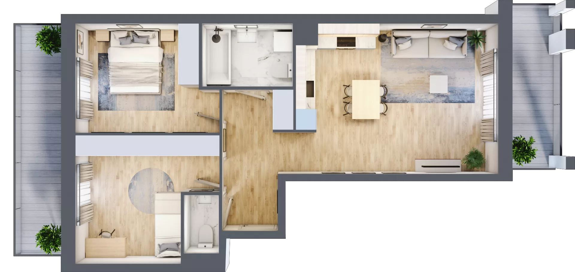 3 pokoje, mieszkanie 65,92 m², piętro 2, oferta nr A7, Dom Hygge Twin, Warszawa, Mokotów, Sielce, ul. Bobrowiecka 4B
