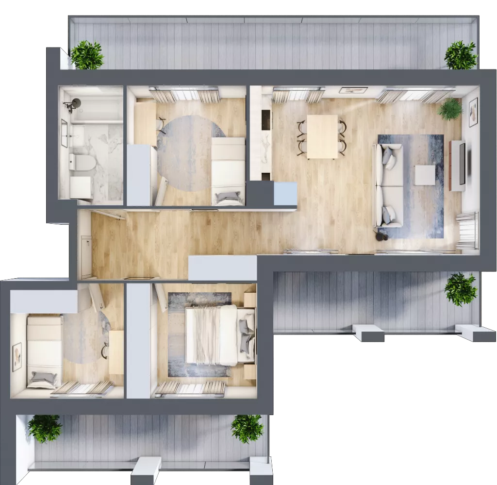 4 pokoje, mieszkanie 67,90 m², piętro 1, oferta nr C1, Dom Hygge Twin, Warszawa, Mokotów, Sielce, ul. Bobrowiecka 4B