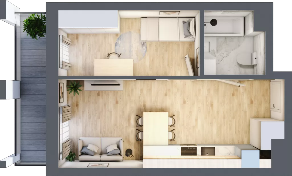 2 pokoje, mieszkanie 36,60 m², piętro 1, oferta nr A/A2-6-6, Gemini G-7, Kielce, Centrum, ul. Górna 7