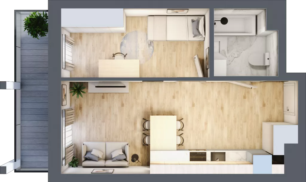 2 pokoje, mieszkanie 36,60 m², piętro 4, oferta nr A/A5-6-33, Gemini G-7, Kielce, Centrum, ul. Górna 7
