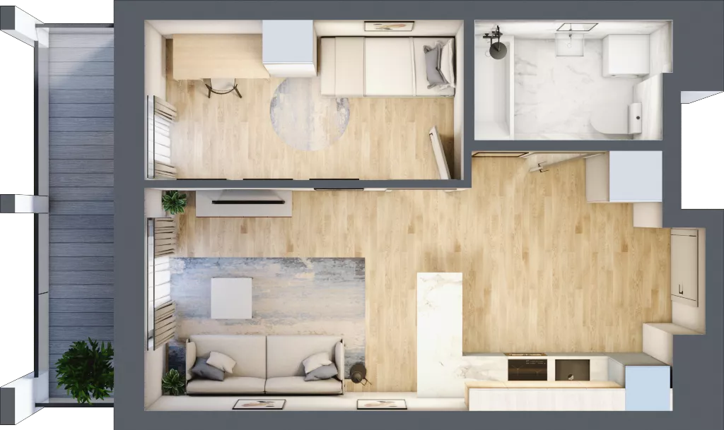 2 pokoje, mieszkanie 36,76 m², piętro 5, oferta nr A/A6-5-41, Gemini G-7, Kielce, Centrum, ul. Górna 7