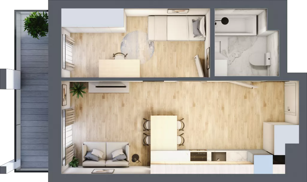 2 pokoje, mieszkanie 36,60 m², piętro 6, oferta nr A/A7-6-51, Gemini G-7, Kielce, Centrum, ul. Górna 7