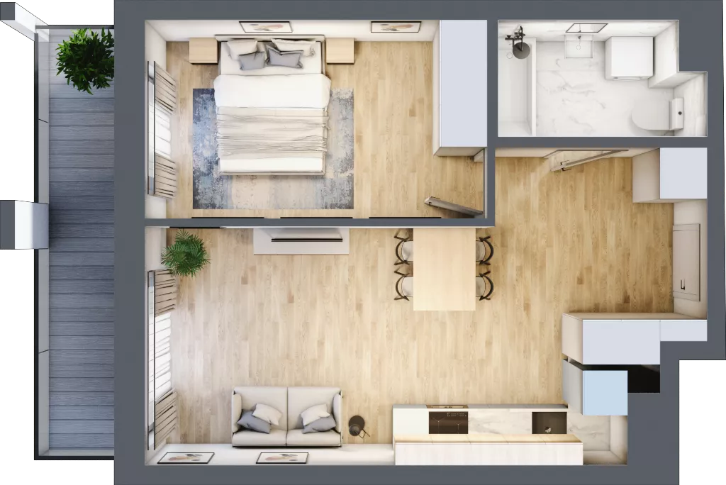2 pokoje, mieszkanie 42,24 m², piętro 6, oferta nr A/A7-7-52, Gemini G-7, Kielce, Centrum, ul. Górna 7