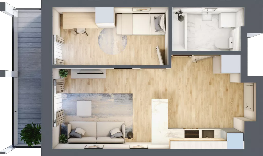 2 pokoje, mieszkanie 36,76 m², piętro 7, oferta nr A/A8-5-59, Gemini G-7, Kielce, Centrum, ul. Górna 7