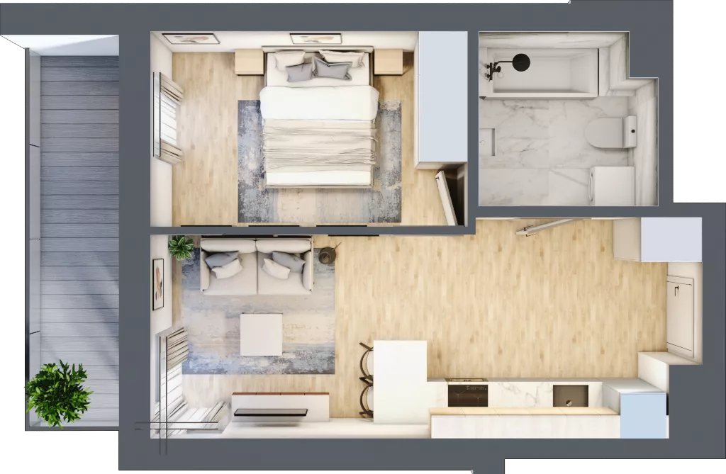 2 pokoje, mieszkanie 35,63 m², piętro 1, oferta nr B/B2-10-97, Gemini G-7, Kielce, Centrum, ul. Górna 7