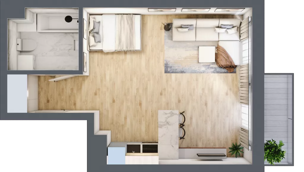 1 pokój, mieszkanie 39,53 m², piętro 2, oferta nr B/B3-6-103, Gemini G-7, Kielce, Centrum, ul. Górna 7