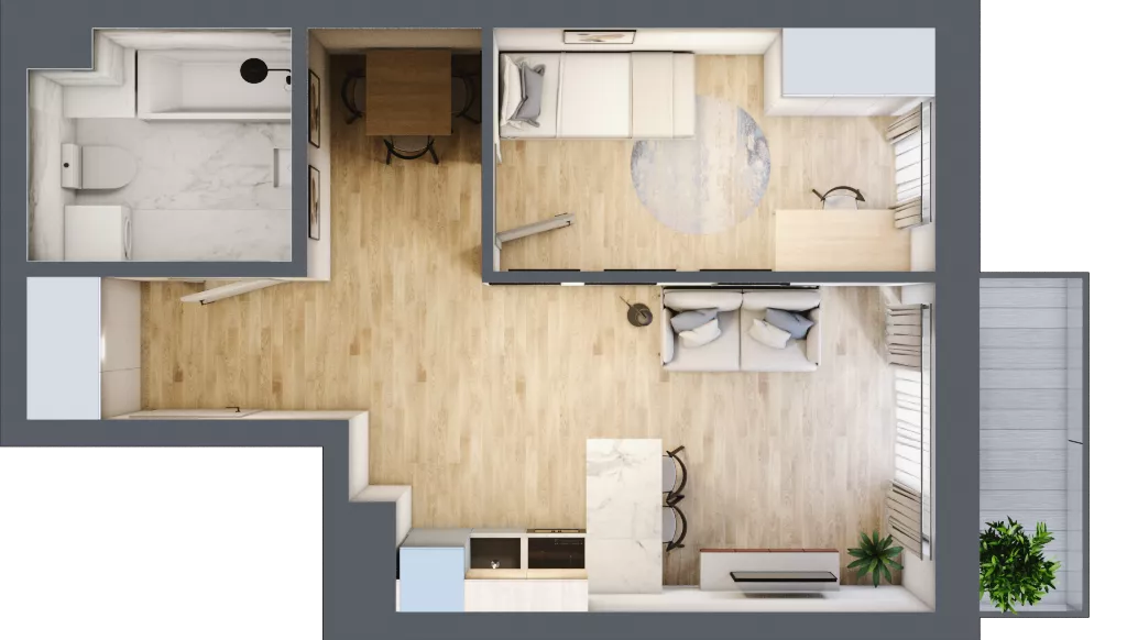 2 pokoje, mieszkanie 38,82 m², piętro 3, oferta nr B/B4-6-113, Gemini G-7, Kielce, Centrum, ul. Górna 7