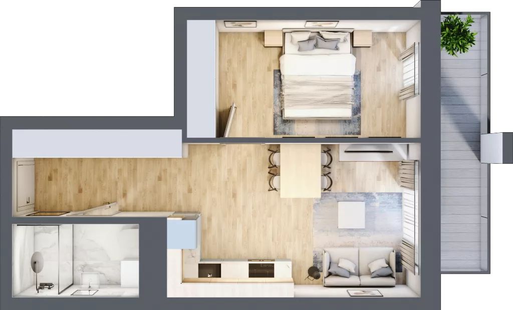2 pokoje, mieszkanie 38,73 m², piętro 5, oferta nr B/B6-5-132, Gemini G-7, Kielce, Centrum, ul. Górna 7