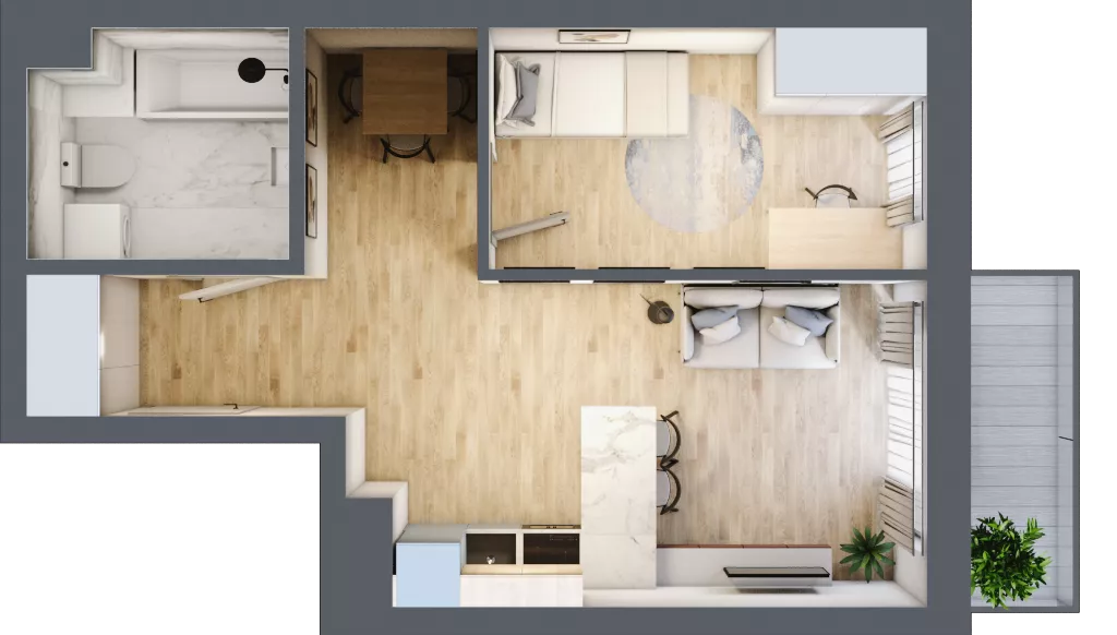 2 pokoje, mieszkanie 38,82 m², piętro 6, oferta nr B/B7-6-143, Gemini G-7, Kielce, Centrum, ul. Górna 7