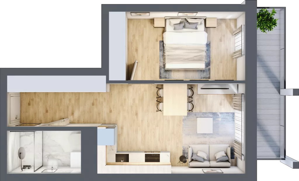 2 pokoje, mieszkanie 38,73 m², piętro 7, oferta nr B/B8-5-152, Gemini G-7, Kielce, Centrum, ul. Górna 7