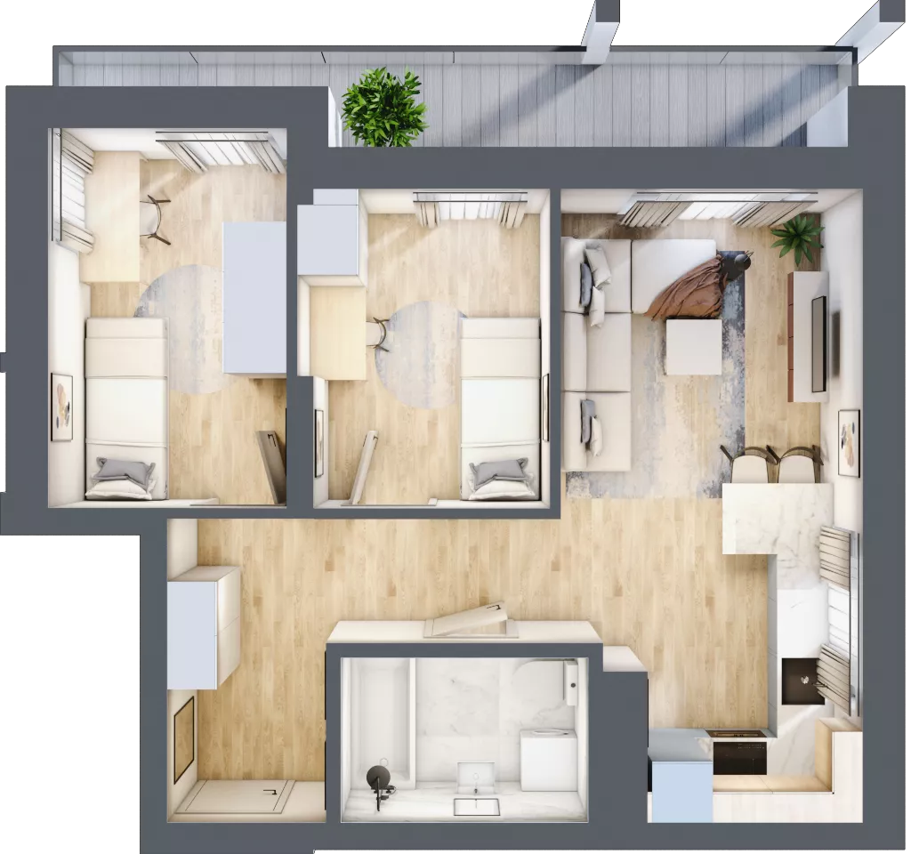 3 pokoje, mieszkanie 45,48 m², piętro 9, oferta nr B/B10-2-169, Gemini G-7, Kielce, Centrum, ul. Górna 7