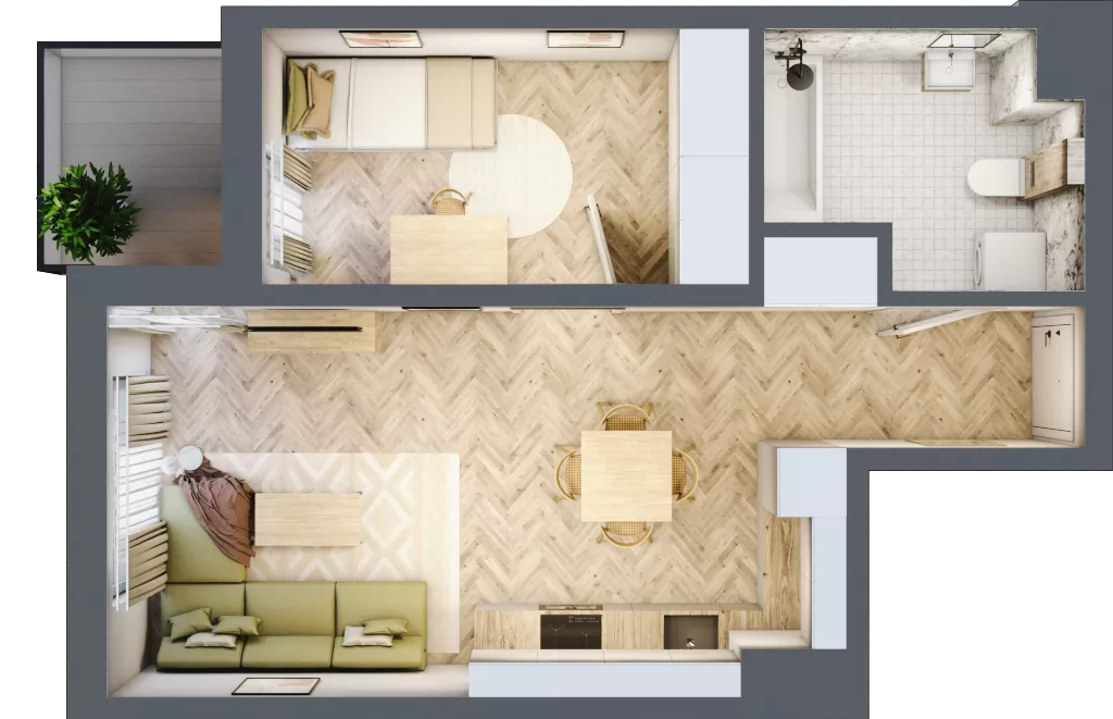 2 pokoje, mieszkanie 39,60 m², parter, oferta nr A-3, Podgórki Tynieckie, Kraków, Dębniki, Sidzina, ul. Podgórki Tynieckie