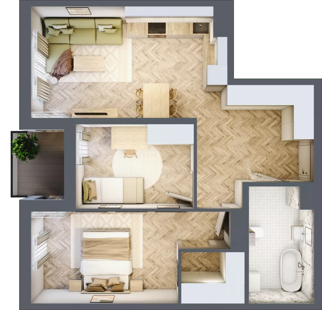 3 pokoje, mieszkanie 62,85 m², piętro 2, oferta nr A-20, Podgórki Tynieckie, Kraków, Dębniki, Sidzina, ul. Podgórki Tynieckie
