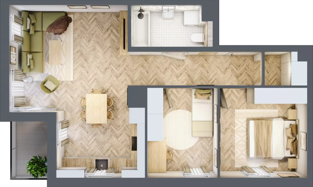 3 pokoje, mieszkanie 61,11 m², parter, oferta nr A-1, Podgórki Tynieckie, Kraków, Dębniki, Sidzina, ul. Podgórki Tynieckie