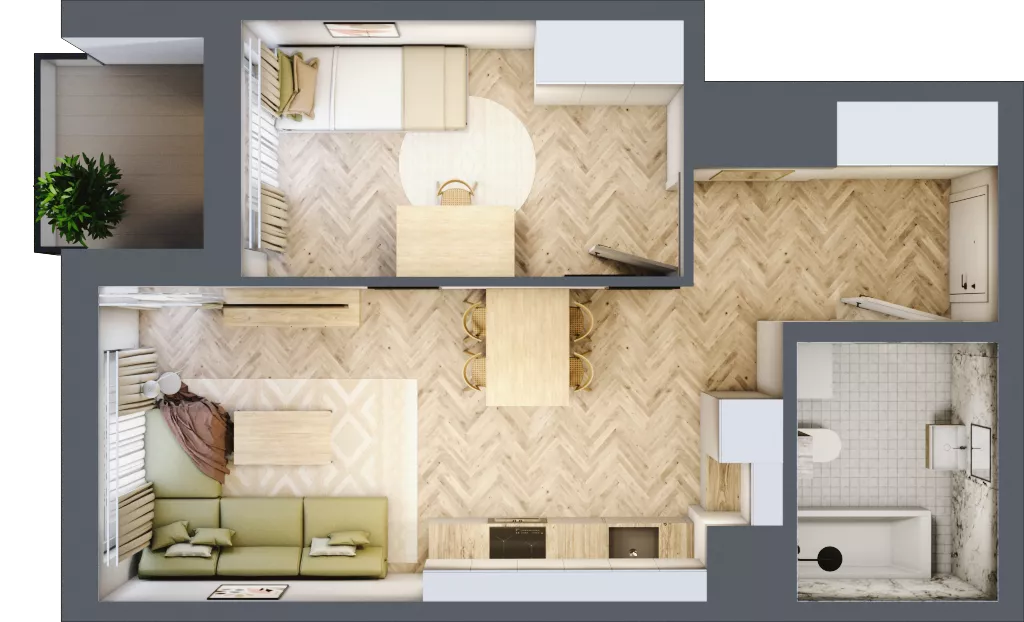 2 pokoje, mieszkanie 38,56 m², parter, oferta nr B-6, Podgórki Tynieckie, Kraków, Dębniki, Sidzina, ul. Podgórki Tynieckie