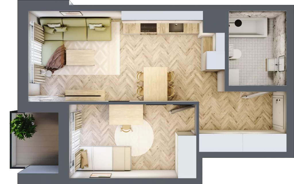 2 pokoje, mieszkanie 39,11 m², parter, oferta nr B-4, Podgórki Tynieckie, Kraków, Dębniki, Sidzina, ul. Podgórki Tynieckie