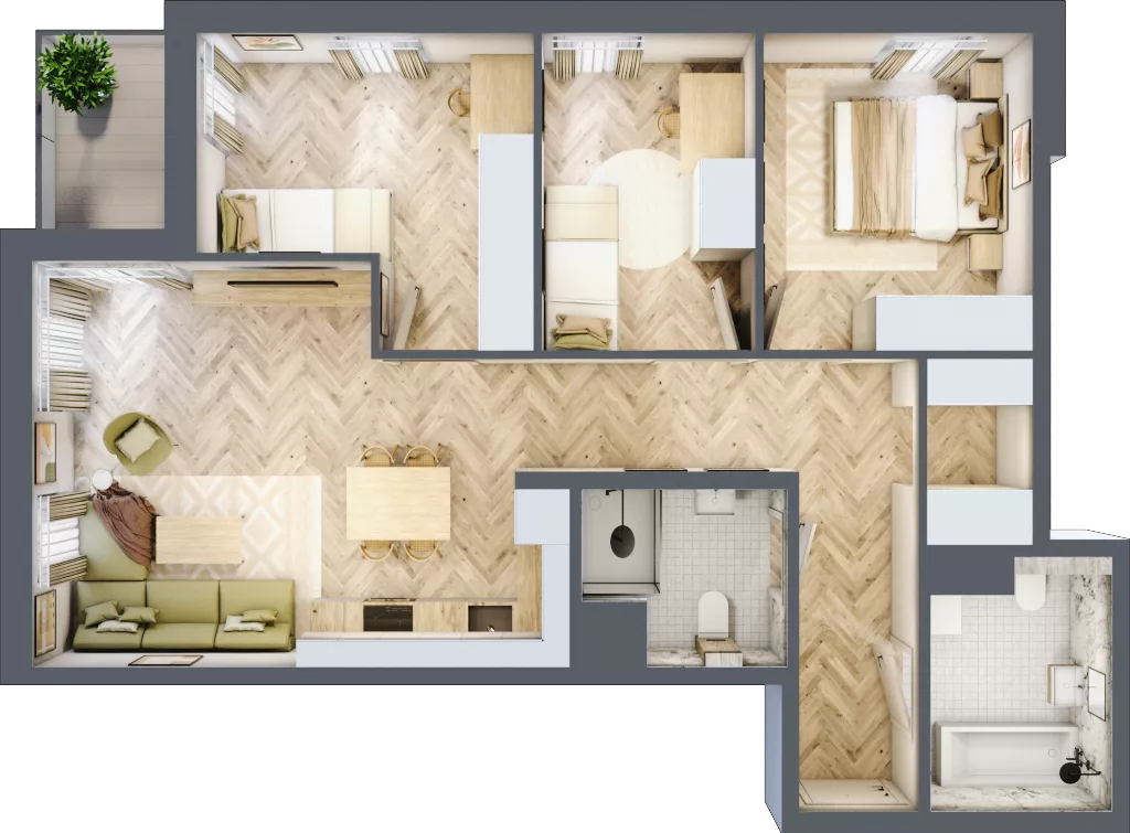 4 pokoje, mieszkanie 73,78 m², piętro 2, oferta nr B-21, Podgórki Tynieckie, Kraków, Dębniki, Sidzina, ul. Podgórki Tynieckie