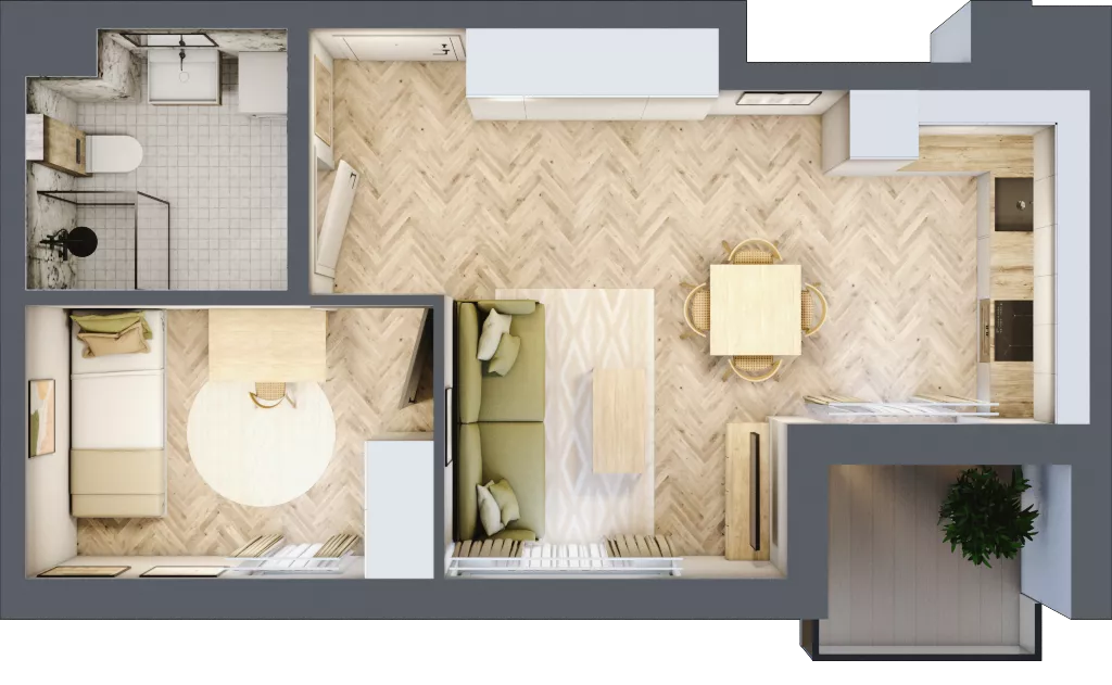 2 pokoje, mieszkanie 37,91 m², parter, oferta nr B-9, Podgórki Tynieckie, Kraków, Dębniki, Sidzina, ul. Podgórki Tynieckie