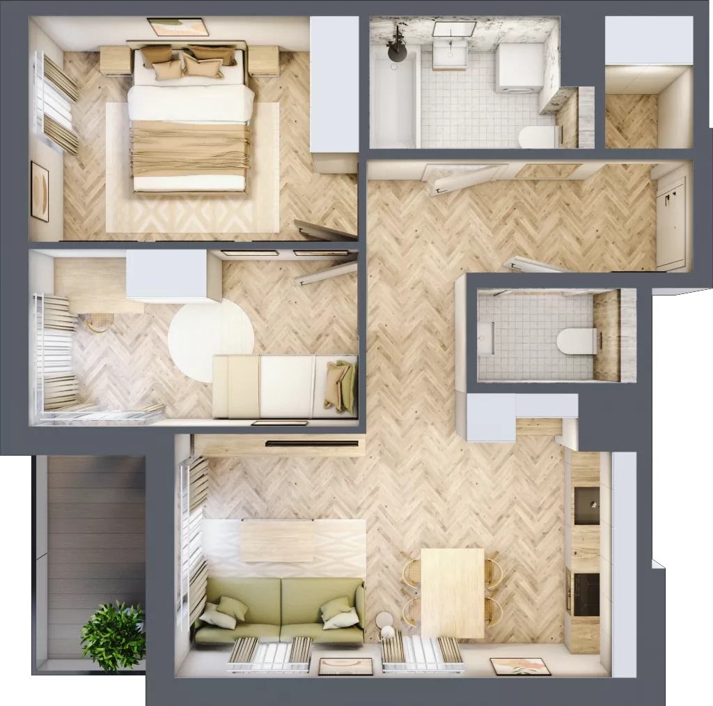 3 pokoje, mieszkanie 54,22 m², piętro 1, oferta nr B-11, Podgórki Tynieckie, Kraków, Dębniki, Sidzina, ul. Podgórki Tynieckie
