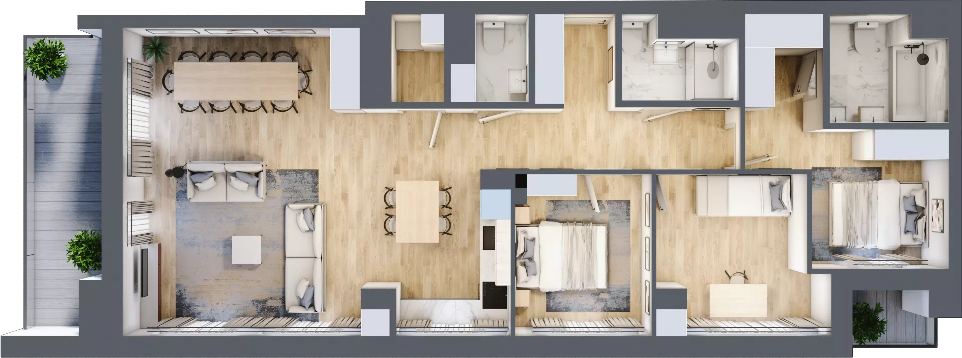 4 pokoje, mieszkanie 91,42 m², piętro 16, oferta nr C.16.129, Aura Towers w Bydgoszczy - mieszkania z widokiem na Brdę!, Bydgoszcz, Bartodzieje, ul. Fordońska 4
