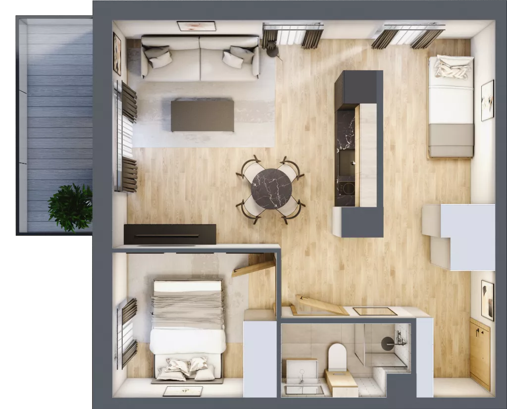 2 pokoje, apartament inwestycyjny 45,83 m², piętro 3, oferta nr A/314, Apartamenty Bałtyk - komfortowe lokale nad morzem, Jastrzębia Góra, ul. Jantarowa 3