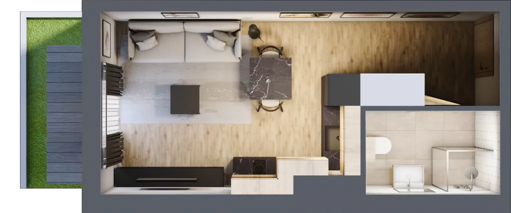 1 pokój, apartament inwestycyjny 24,97 m², parter, oferta nr A/3, Apartamenty Bałtyk - komfortowe lokale nad morzem, Jastrzębia Góra, ul. Jantarowa 3