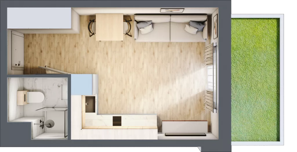 1 pokój, apartament inwestycyjny 22,25 m², parter, oferta nr A/1, Apartamenty Bałtyk - komfortowe lokale nad morzem, Jastrzębia Góra, ul. Jantarowa 3