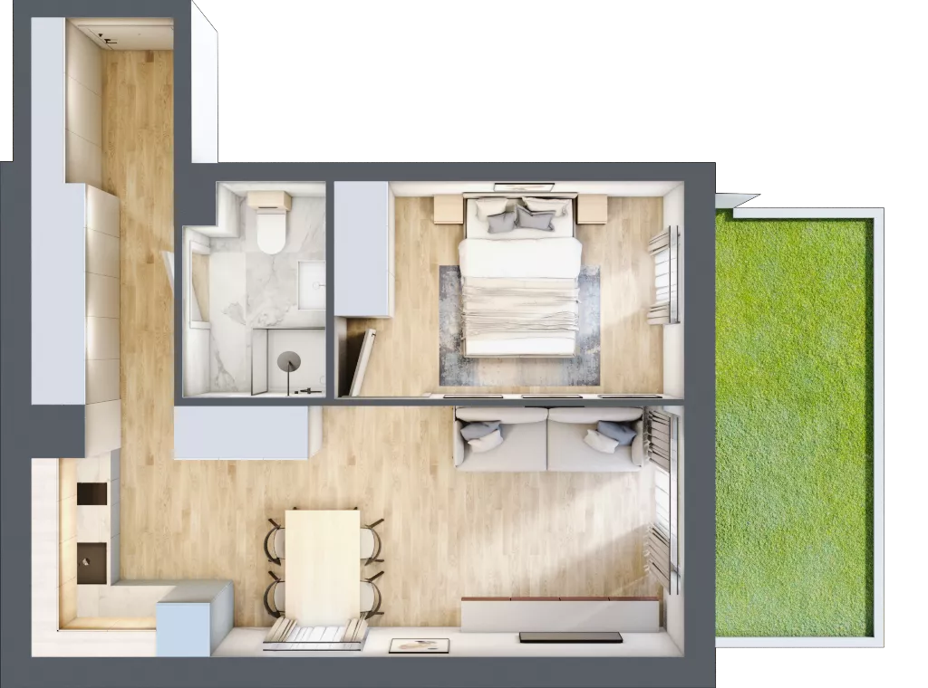2 pokoje, apartament inwestycyjny 41,37 m², parter, oferta nr A/2, Apartamenty Bałtyk - komfortowe lokale nad morzem, Jastrzębia Góra, ul. Jantarowa 3