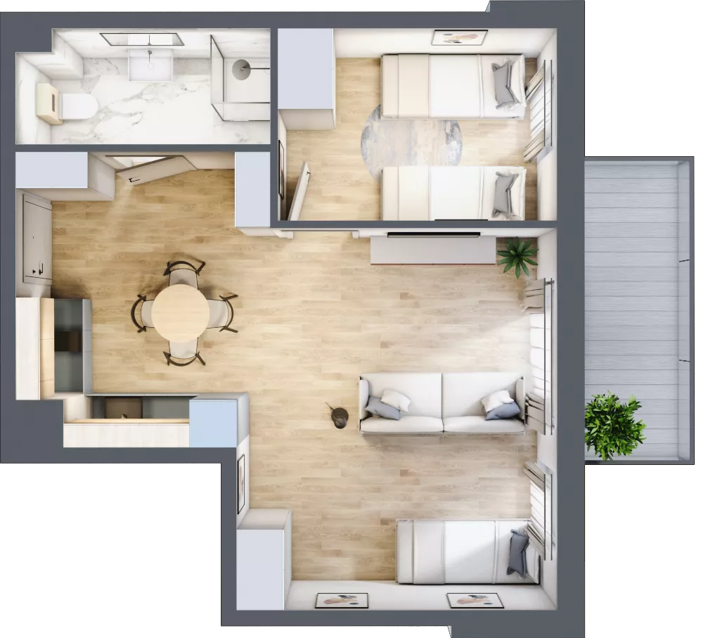 2 pokoje, apartament inwestycyjny 44,24 m², piętro 2, oferta nr A/222, Apartamenty Bałtyk - komfortowe lokale nad morzem, Jastrzębia Góra, ul. Jantarowa 3