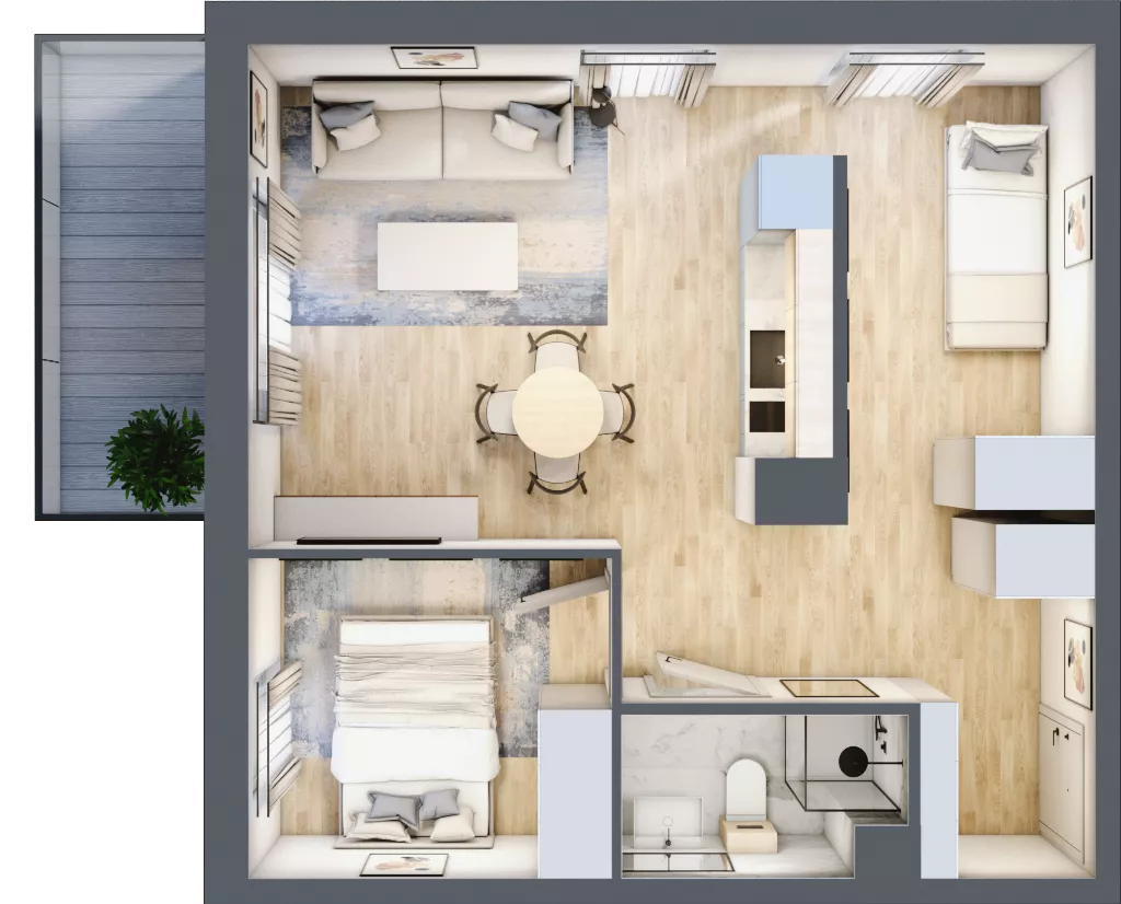 2 pokoje, apartament inwestycyjny 45,83 m², piętro 3, oferta nr A/314, Apartamenty Bałtyk - komfortowe lokale nad morzem, Jastrzębia Góra, ul. Jantarowa 3