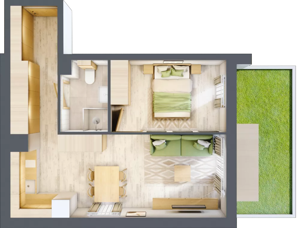 2 pokoje, apartament inwestycyjny 41,37 m², parter, oferta nr A/2, Apartamenty Bałtyk - komfortowe lokale nad morzem, Jastrzębia Góra, ul. Jantarowa 3
