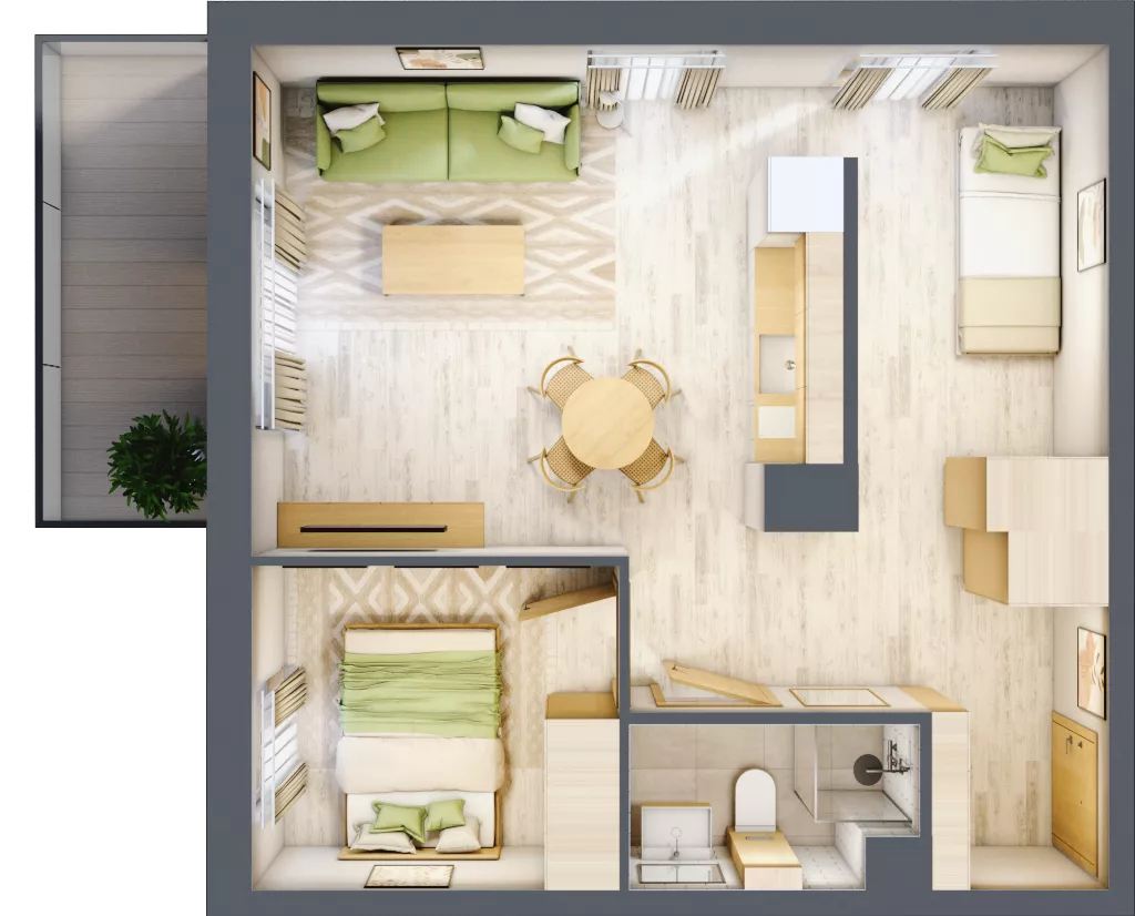 2 pokoje, apartament inwestycyjny 45,89 m², piętro 2, oferta nr A/214, Apartamenty Bałtyk - komfortowe lokale nad morzem, Jastrzębia Góra, ul. Jantarowa 3
