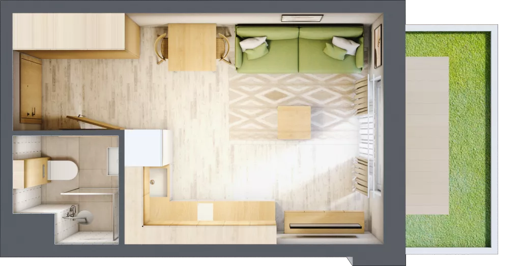 1 pokój, apartament inwestycyjny 22,25 m², parter, oferta nr A/1, Apartamenty Bałtyk - komfortowe lokale nad morzem, Jastrzębia Góra, ul. Jantarowa 3