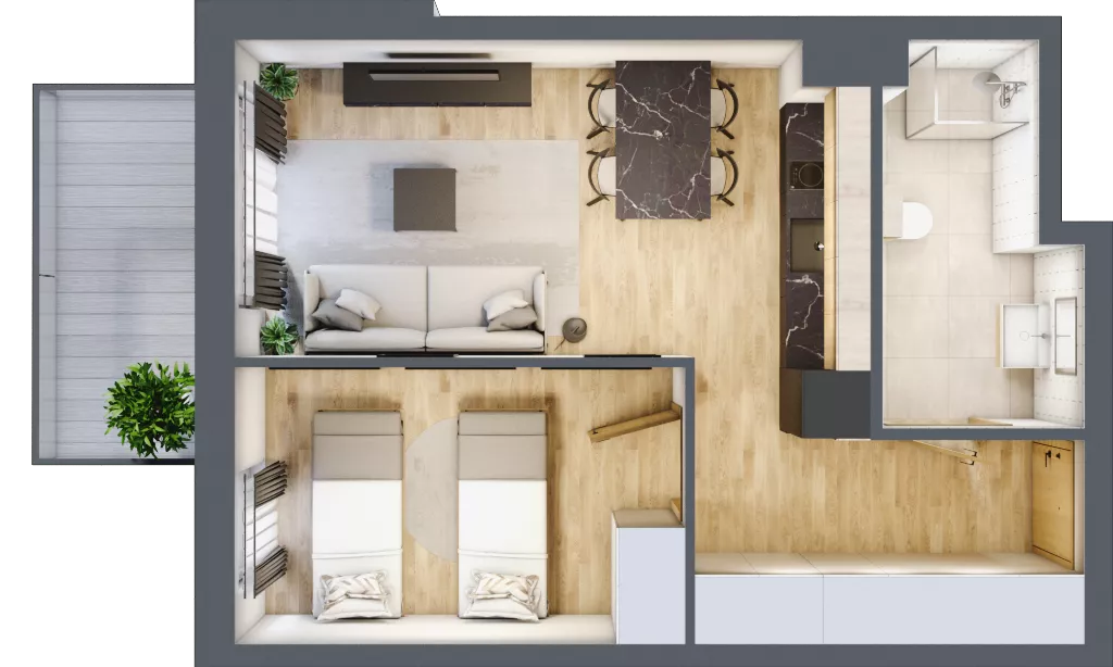 2 pokoje, apartament inwestycyjny 38,50 m², piętro 3, oferta nr B/205, Apartamenty Bałtyk - komfortowe lokale nad morzem, Jastrzębia Góra, ul. Jantarowa 3