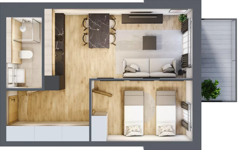 2 pokoje, apartament inwestycyjny 39,14 m², piętro 3, oferta nr B/301, Apartamenty Bałtyk - komfortowe lokale nad morzem, Jastrzębia Góra, ul. Jantarowa 3