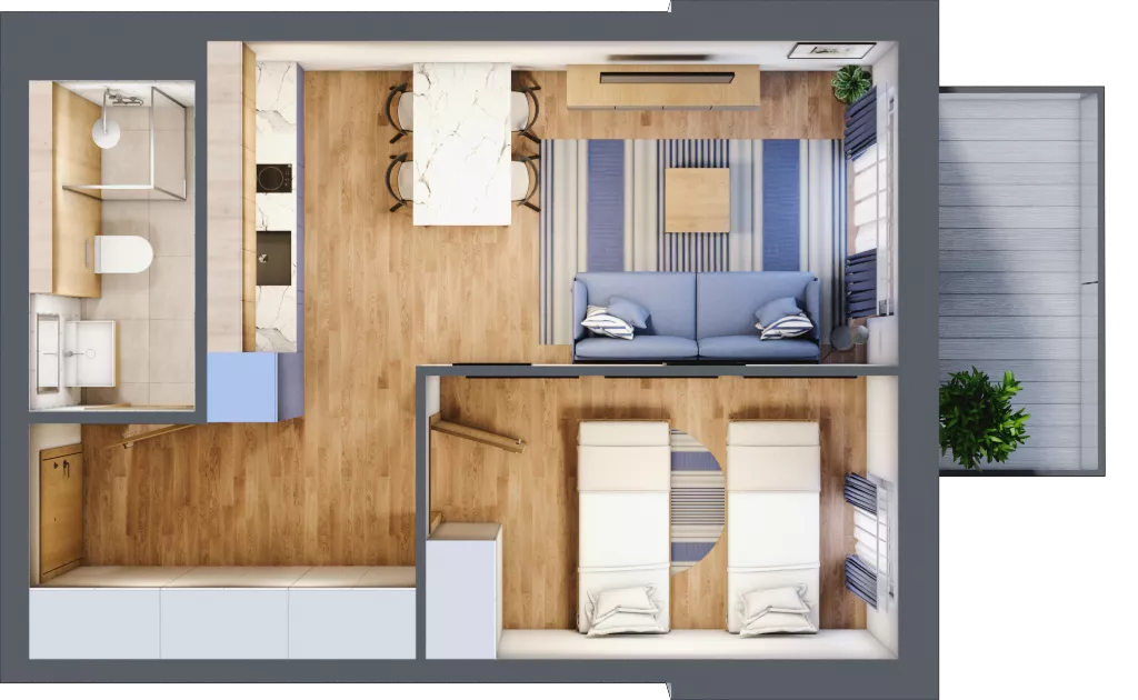 2 pokoje, apartament inwestycyjny 39,21 m², piętro 1, oferta nr B/101, Apartamenty Bałtyk - komfortowe lokale nad morzem, Jastrzębia Góra, ul. Jantarowa 3