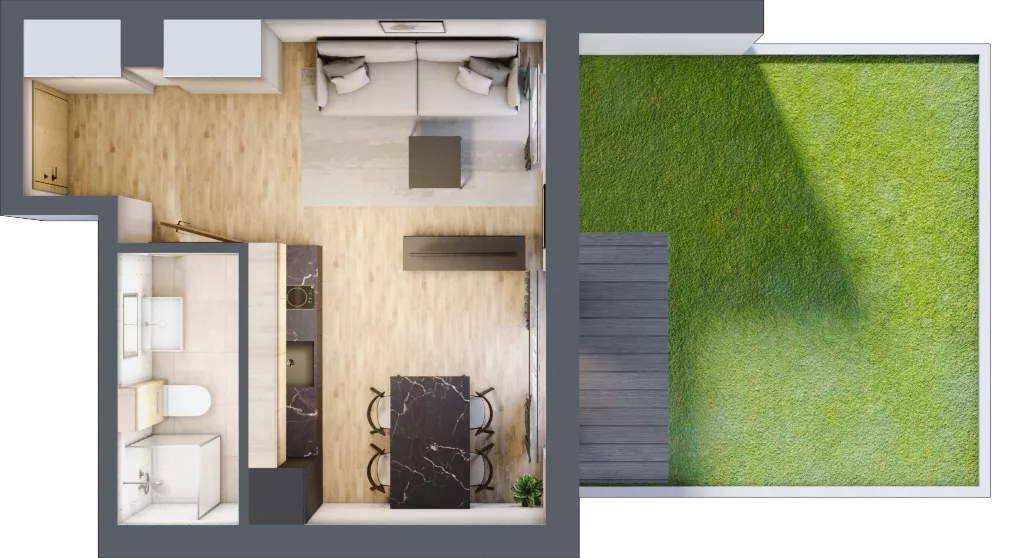 1 pokój, apartament inwestycyjny 25,76 m², parter, oferta nr B/2, Apartamenty Bałtyk - komfortowe lokale nad morzem, Jastrzębia Góra, ul. Jantarowa 3