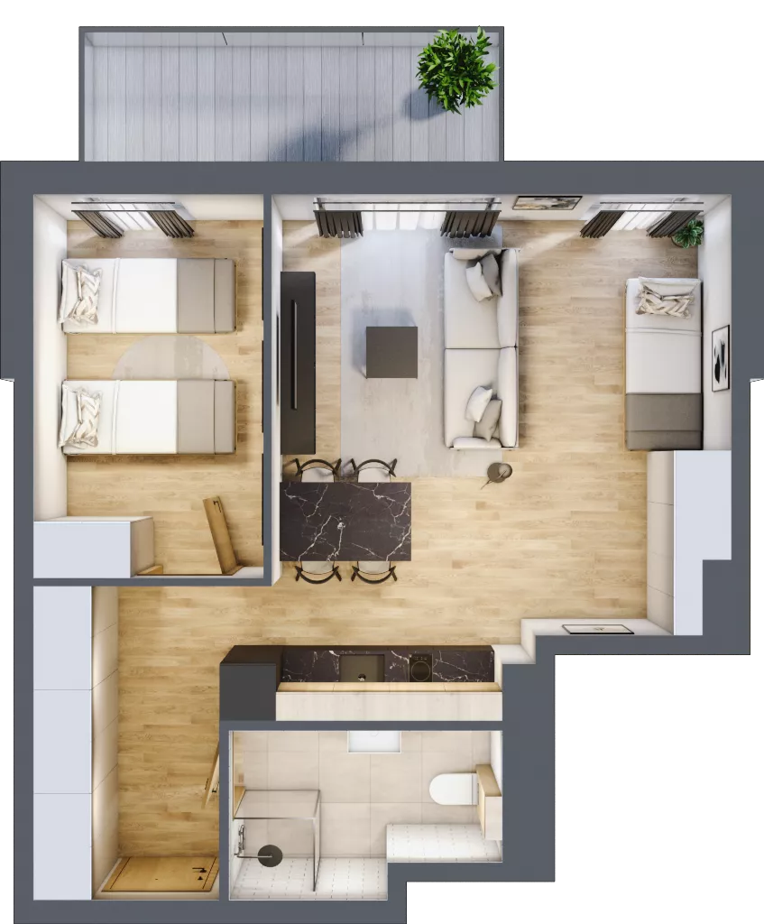 2 pokoje, apartament inwestycyjny 47,70 m², piętro 1, oferta nr B/108, Apartamenty Bałtyk - komfortowe lokale nad morzem, Jastrzębia Góra, ul. Jantarowa 3