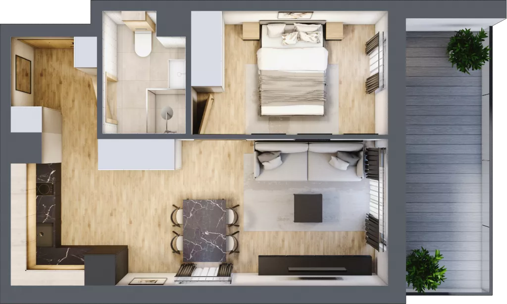2 pokoje, apartament inwestycyjny 37,61 m², piętro 2, oferta nr B/202, Apartamenty Bałtyk - komfortowe lokale nad morzem, Jastrzębia Góra, ul. Jantarowa 3