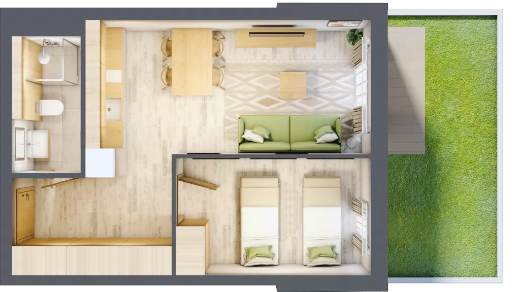 2 pokoje, apartament inwestycyjny 39,18 m², parter, oferta nr B/1, Apartamenty Bałtyk - komfortowe lokale nad morzem, Jastrzębia Góra, ul. Jantarowa 3