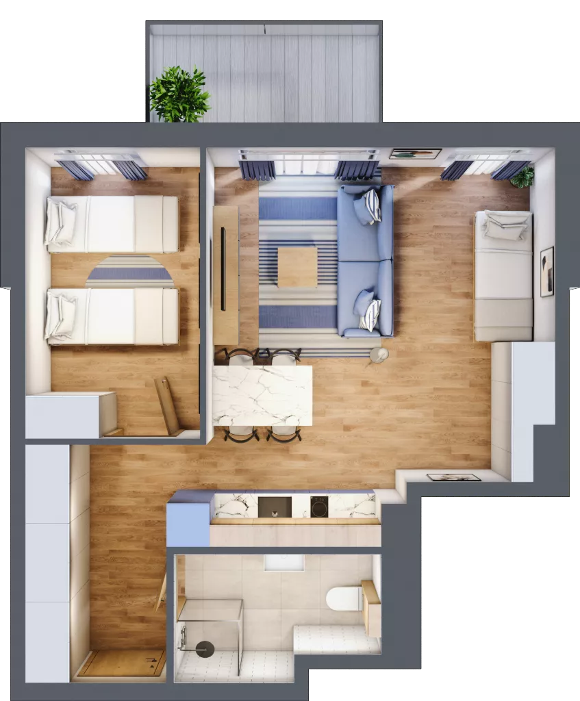 2 pokoje, apartament inwestycyjny 47,74 m², piętro 2, oferta nr B/208, Apartamenty Bałtyk - komfortowe lokale nad morzem, Jastrzębia Góra, ul. Jantarowa 3