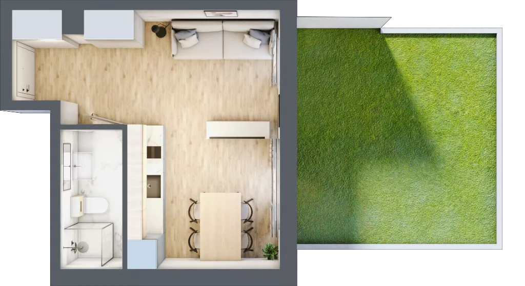 1 pokój, apartament inwestycyjny 25,76 m², parter, oferta nr B/2, Apartamenty Bałtyk - komfortowe lokale nad morzem, Jastrzębia Góra, ul. Jantarowa 3