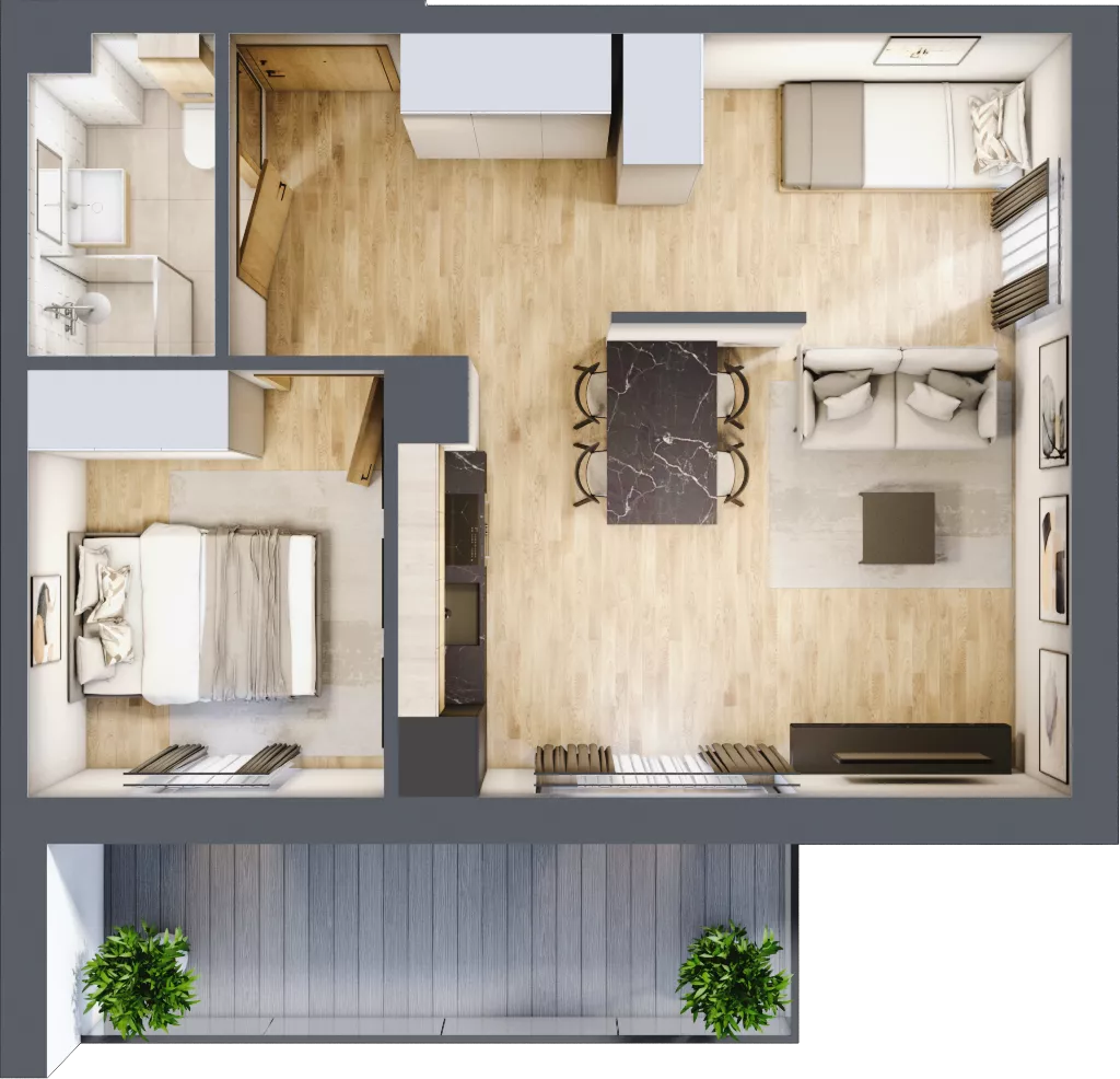 2 pokoje, apartament inwestycyjny 44,03 m², piętro 2, oferta nr B/203, Apartamenty Bałtyk - komfortowe lokale nad morzem, Jastrzębia Góra, ul. Jantarowa 3