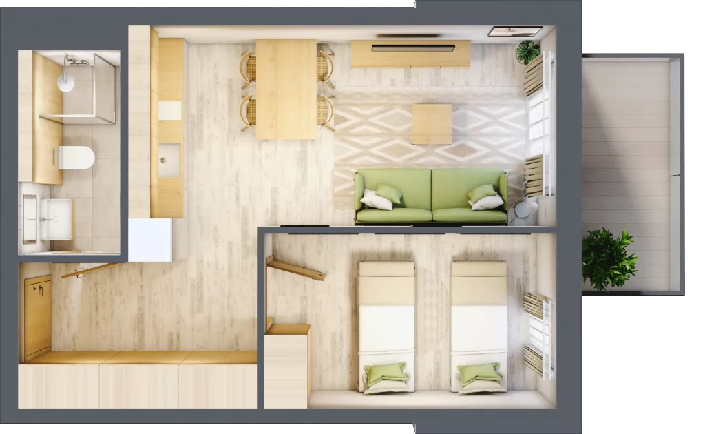 2 pokoje, apartament inwestycyjny 39,11 m², piętro 2, oferta nr B/201, Apartamenty Bałtyk - komfortowe lokale nad morzem, Jastrzębia Góra, ul. Jantarowa 3
