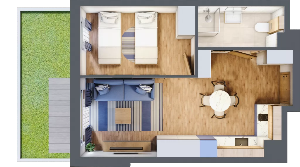 2 pokoje, apartament inwestycyjny 37,94 m², parter, oferta nr B/4, Apartamenty Bałtyk - komfortowe lokale nad morzem, Jastrzębia Góra, ul. Jantarowa 3