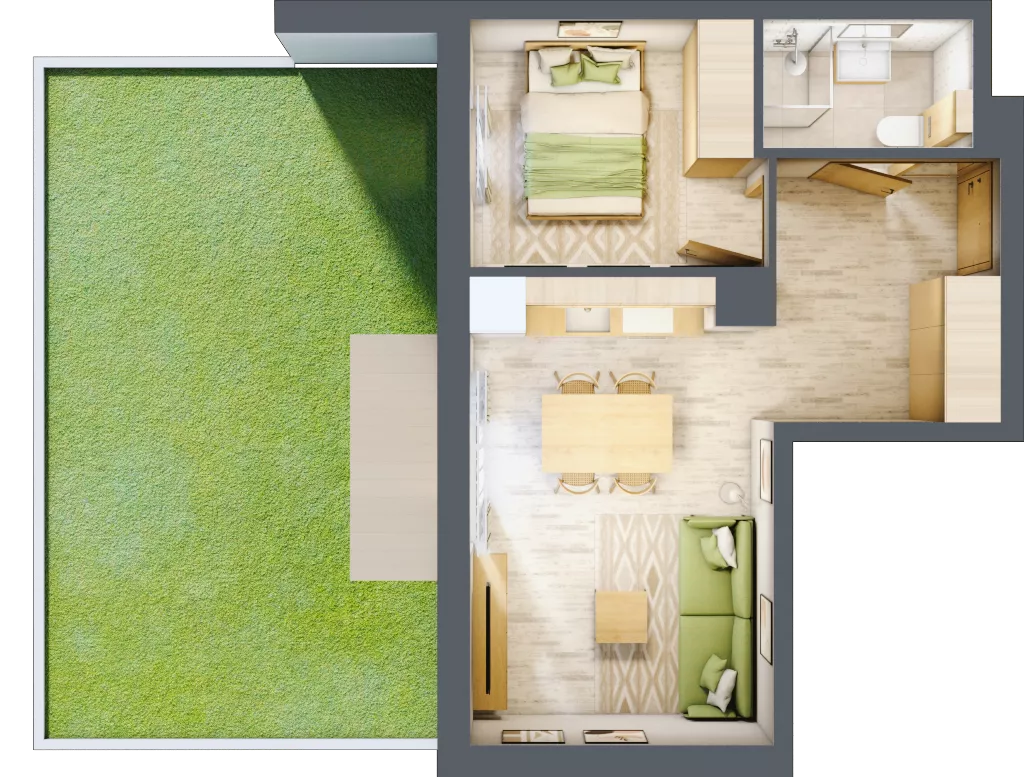 2 pokoje, apartament inwestycyjny 35,35 m², parter, oferta nr C/3, Apartamenty Bałtyk - komfortowe lokale nad morzem, Jastrzębia Góra, ul. Jantarowa 3