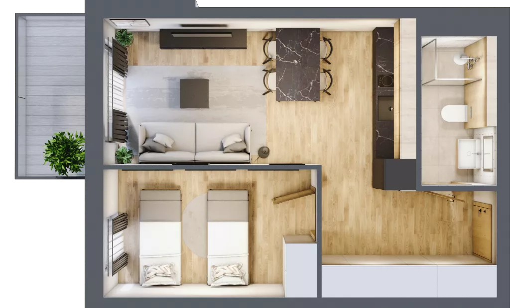 2 pokoje, apartament inwestycyjny 39,20 m², piętro 3, oferta nr C/306, Apartamenty Bałtyk - komfortowe lokale nad morzem, Jastrzębia Góra, ul. Jantarowa 3