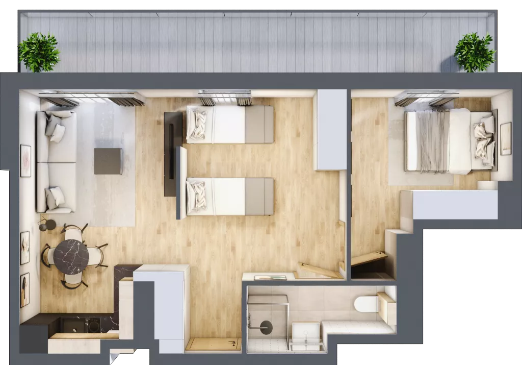 2 pokoje, apartament inwestycyjny 48,18 m², piętro 4, oferta nr C/405, Apartamenty Bałtyk - komfortowe lokale nad morzem, Jastrzębia Góra, ul. Jantarowa 3